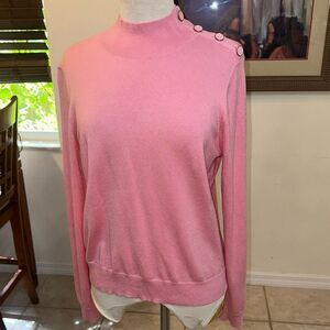 NWOT J. Crew Soft Pink Silk Blend Knit Sweater w/ Button Accents Size Medium